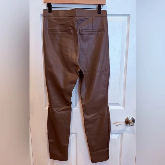 Zara Brown Ankle Pants Faux Learher - Picture 4 of 5